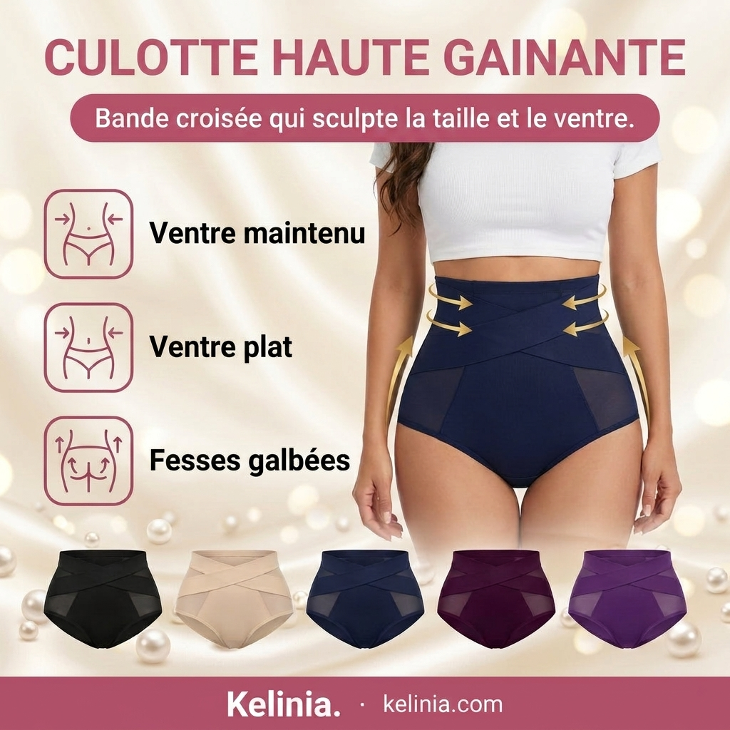 Culotte haute gainante, bande croisée